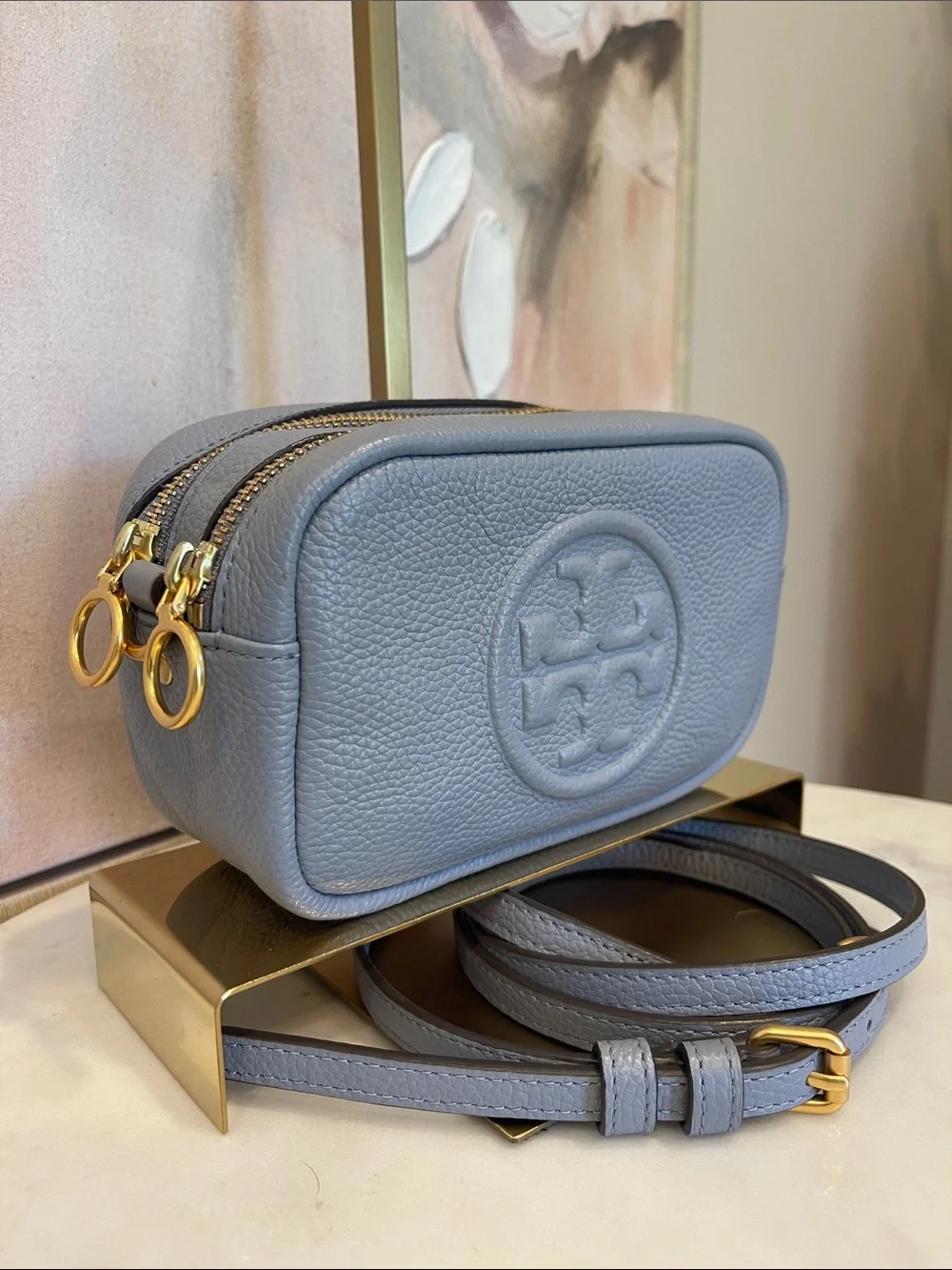Tory Burch Perry Bombe Crossbody Bag in Bay Gray
